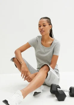 Damen bonprix Shirts & Tops|Longshirt mit Schriftzug (2er Pack)