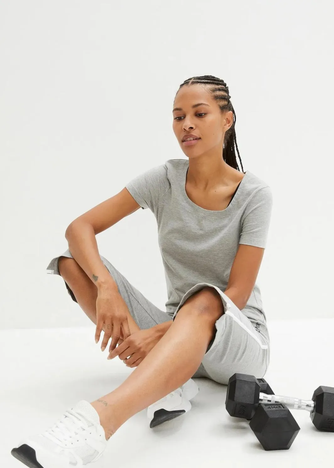 Damen bonprix Shirts & Tops|Longshirt mit Schriftzug (2er Pack)