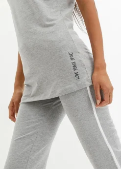 Damen bonprix Shirts & Tops|Longshirt mit Schriftzug (2er Pack)