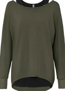 Damen bonprix Shirts & Tops|Nachhaltigere Materialien|Longshirt mit Top aus Viskose-Mix