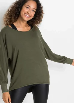 Damen bonprix Shirts & Tops|Nachhaltigere Materialien|Longshirt mit Top aus Viskose-Mix