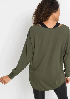 Damen bonprix Shirts & Tops|Nachhaltigere Materialien|Longshirt mit Top aus Viskose-Mix