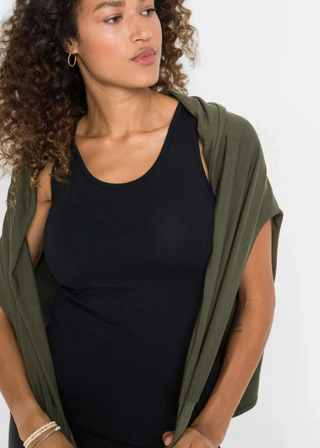 Damen bonprix Shirts & Tops|Nachhaltigere Materialien|Longshirt mit Top aus Viskose-Mix