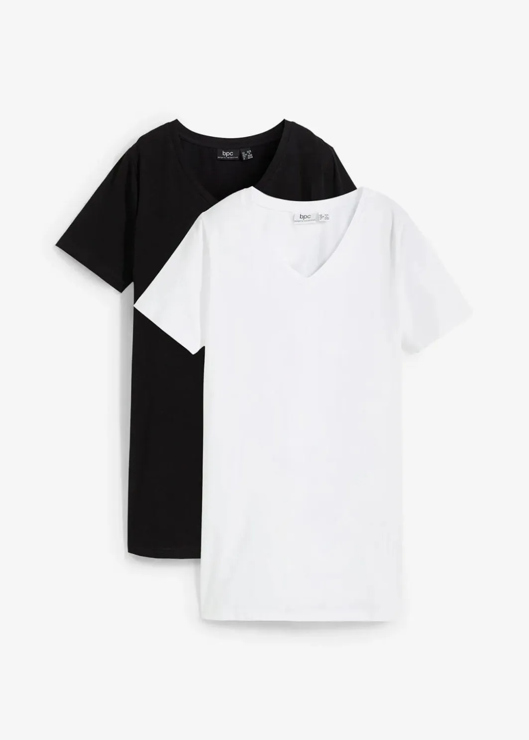 Damen bonprix Basics|Bekleidung·Röcke|Longshirt mit V-Ausschnitt (2er Pack)