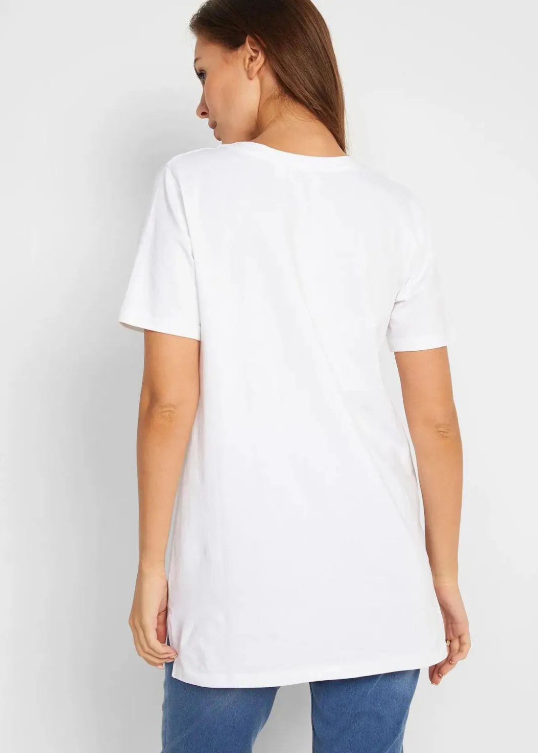 Damen bonprix Basics|Bekleidung·Röcke|Longshirt mit V-Ausschnitt (2er Pack)
