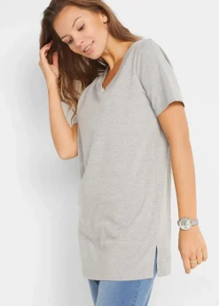 Damen bonprix Basics|Bekleidung·Röcke|Longshirt mit V-Ausschnitt (2er Pack)