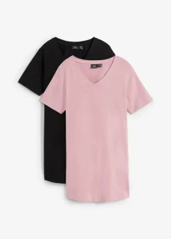 New Longshirt mit V-Ausschnitt (2er Pack) Damen Bekleidung·Röcke|Basics