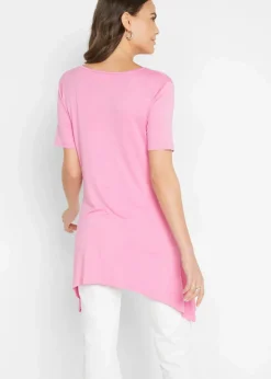 Damen bonprix Shirts & Tops|Longshirt mit Zipfel und Schmetterlingsmuster