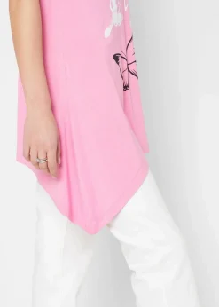 Damen bonprix Shirts & Tops|Longshirt mit Zipfel und Schmetterlingsmuster