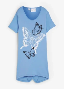Damen bonprix Shirts & Tops|Longshirt mit Zipfel und Schmetterlingsmuster