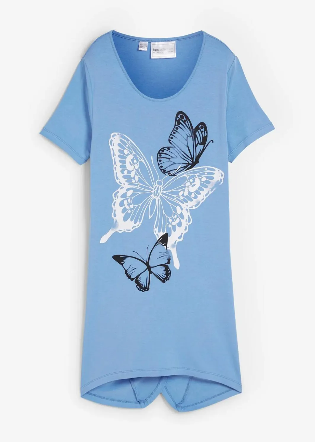 Damen bonprix Shirts & Tops|Longshirt mit Zipfel und Schmetterlingsmuster