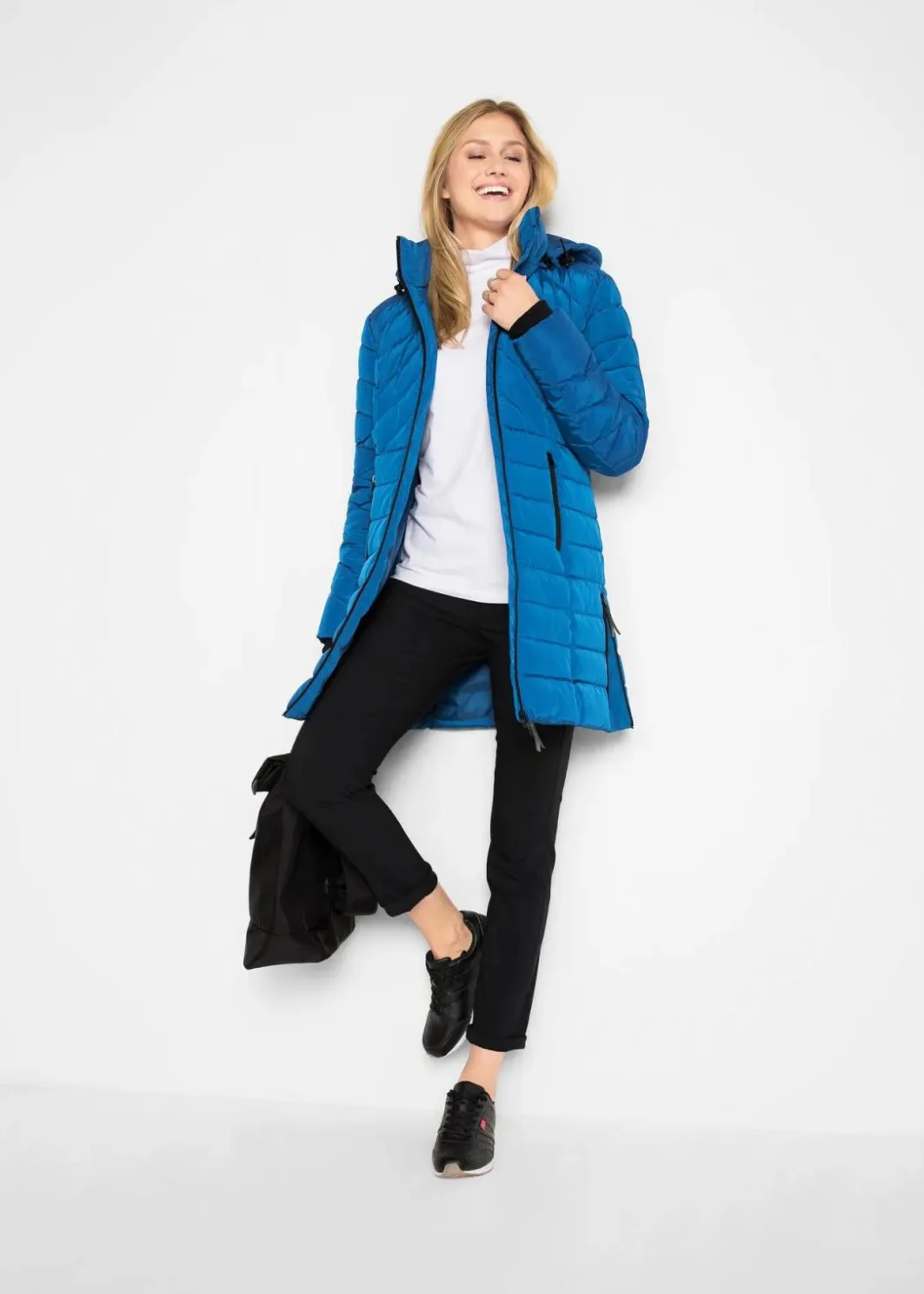 Damen bonprix Jacken & Mäntel|Bekleidung·Hosen|Long-Steppjacke mit Wattierung