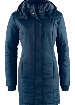 Damen bonprix Jacken & Mäntel|Bekleidung·Hosen|Long-Steppjacke, wattiert mit Kragen und Kapuze