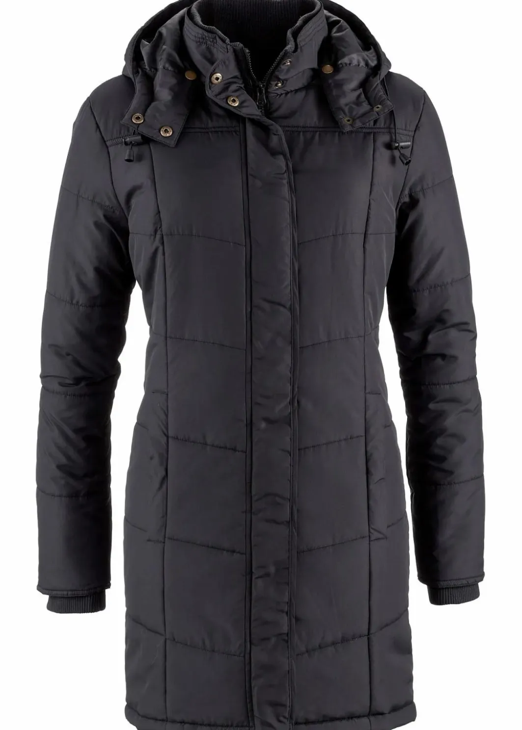 Damen bonprix Bekleidung·Hosen|Jacken & Mäntel|Long-Steppjacke, wattiert mit Kragen und Kapuze