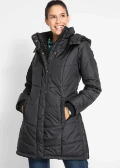 Damen bonprix Bekleidung·Hosen|Jacken & Mäntel|Long-Steppjacke, wattiert mit Kragen und Kapuze