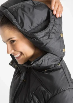 Damen bonprix Bekleidung·Hosen|Jacken & Mäntel|Long-Steppjacke, wattiert mit Kragen und Kapuze