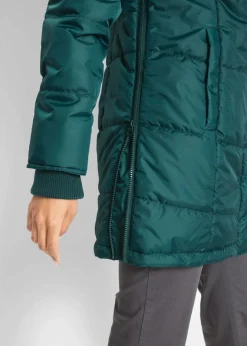 Damen bonprix Jacken & Mäntel|Bekleidung·Hosen|Long-Steppjacke, wattiert mit Kragen und Kapuze