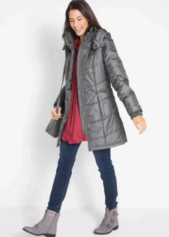 Outlet Long-Steppjacke, wattiert mit Kragen und Kapuze Damen Jacken & Mäntel|Bekleidung·Hosen