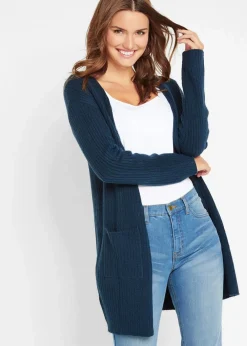 Longstrickjacke in breiter Rippenstruktur Damen Strickmode|Pullover & Strickjacken