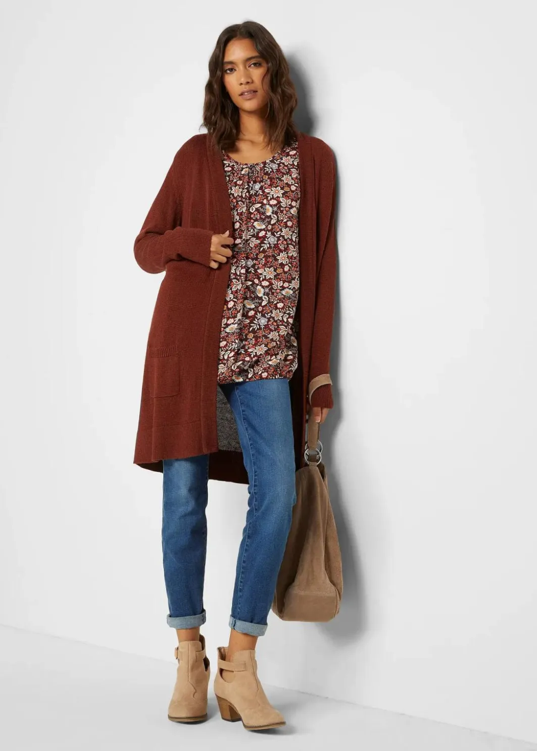 Damen bonprix Bekleidung·Röcke|Bekleidung·Jeans|Longstrickjacke, Langarm