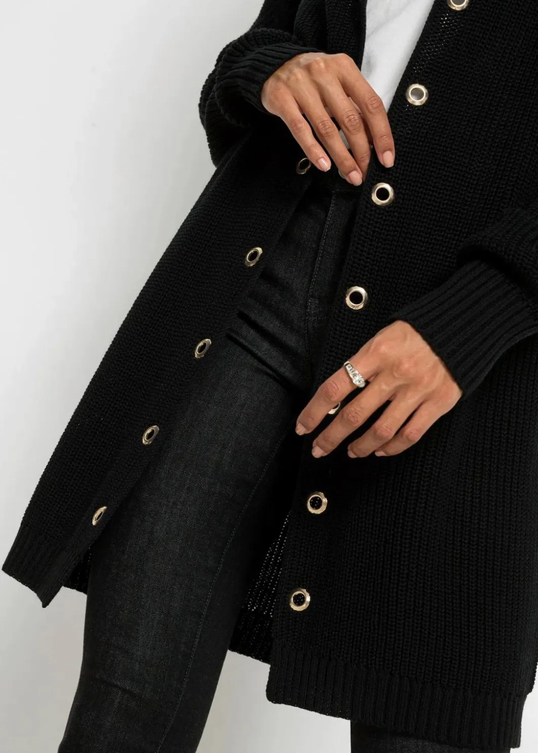 Damen bonprix Bekleidung·Umstandsmode|Bekleidung·Jeans|Longstrickjacke mit Kapuze