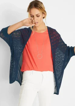 Discount Longstrickjacke mit Lochmuster Damen Pullover & Strickjacken|Strickmode