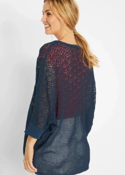 Discount Longstrickjacke mit Lochmuster Damen Pullover & Strickjacken|Strickmode