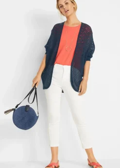 Discount Longstrickjacke mit Lochmuster Damen Pullover & Strickjacken|Strickmode