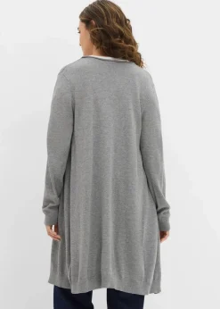 Online Longstrickjacke mit Rollkanten Damen Strickmode|Pullover & Strickjacken