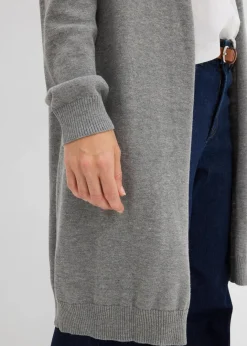 Online Longstrickjacke mit Rollkanten Damen Strickmode|Pullover & Strickjacken