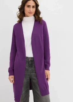 Damen bonprix Strickmode|Pullover & Strickjacken|Longstrickjacke mit Rollkanten