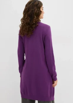Damen bonprix Strickmode|Pullover & Strickjacken|Longstrickjacke mit Rollkanten