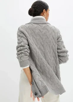 Discount Longstrickjacke mit Schalkragen und Zopfmuster Damen Bekleidung·Umstandsmode|Pullover & Strickjacken
