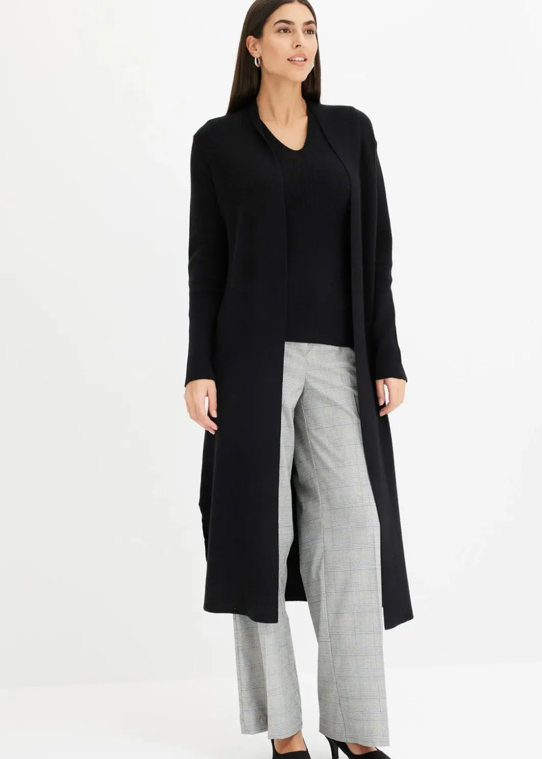 Damen bonprix Pullover & Strickjacken|Strickmode|Longstrickjacke mit Viskose