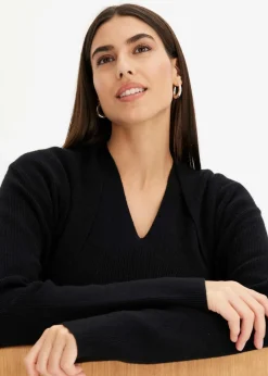 Damen bonprix Pullover & Strickjacken|Strickmode|Longstrickjacke mit Viskose