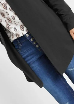 Damen bonprix Bekleidung·Blusen & Tuniken|Sweat|Long-Sweatjacke aus Baumwoll-Mix