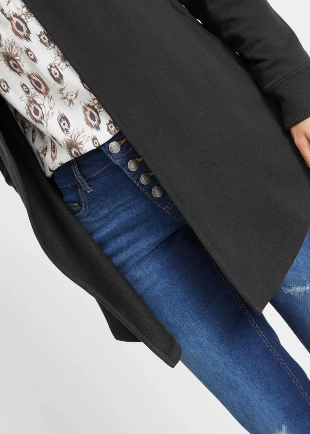 Damen bonprix Bekleidung·Blusen & Tuniken|Sweat|Long-Sweatjacke aus Baumwoll-Mix