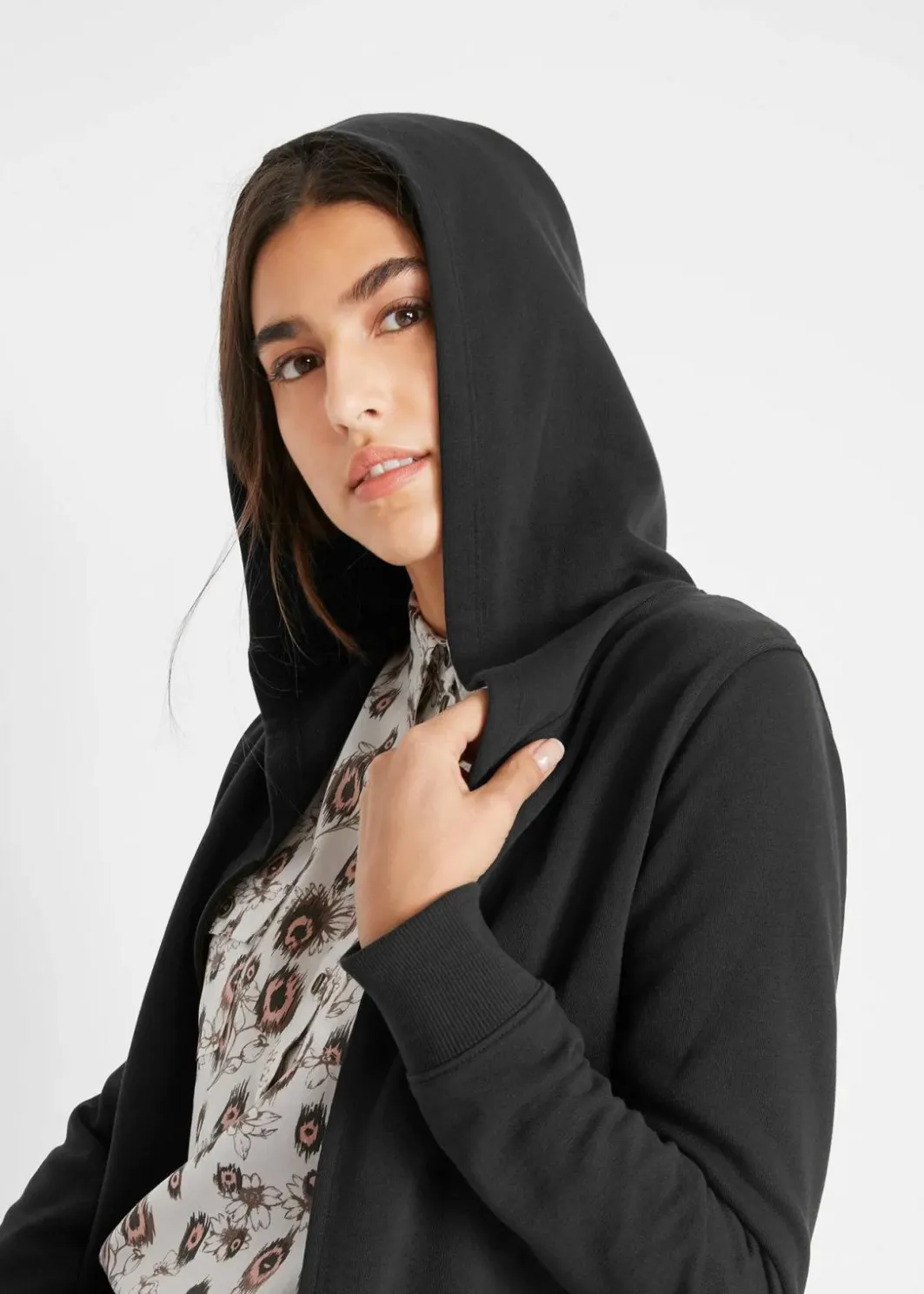 Damen bonprix Bekleidung·Blusen & Tuniken|Sweat|Long-Sweatjacke aus Baumwoll-Mix