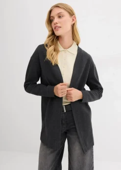 Damen bonprix Bekleidung·Blusen & Tuniken|Sweat|Long-Sweatjacke aus weichem Baumwoll-Mix