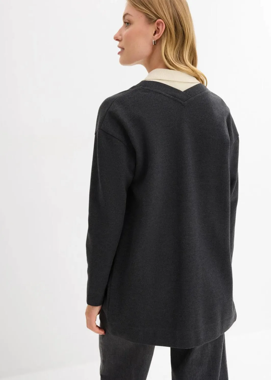 Damen bonprix Bekleidung·Blusen & Tuniken|Sweat|Long-Sweatjacke aus weichem Baumwoll-Mix