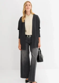 Damen bonprix Bekleidung·Blusen & Tuniken|Sweat|Long-Sweatjacke aus weichem Baumwoll-Mix