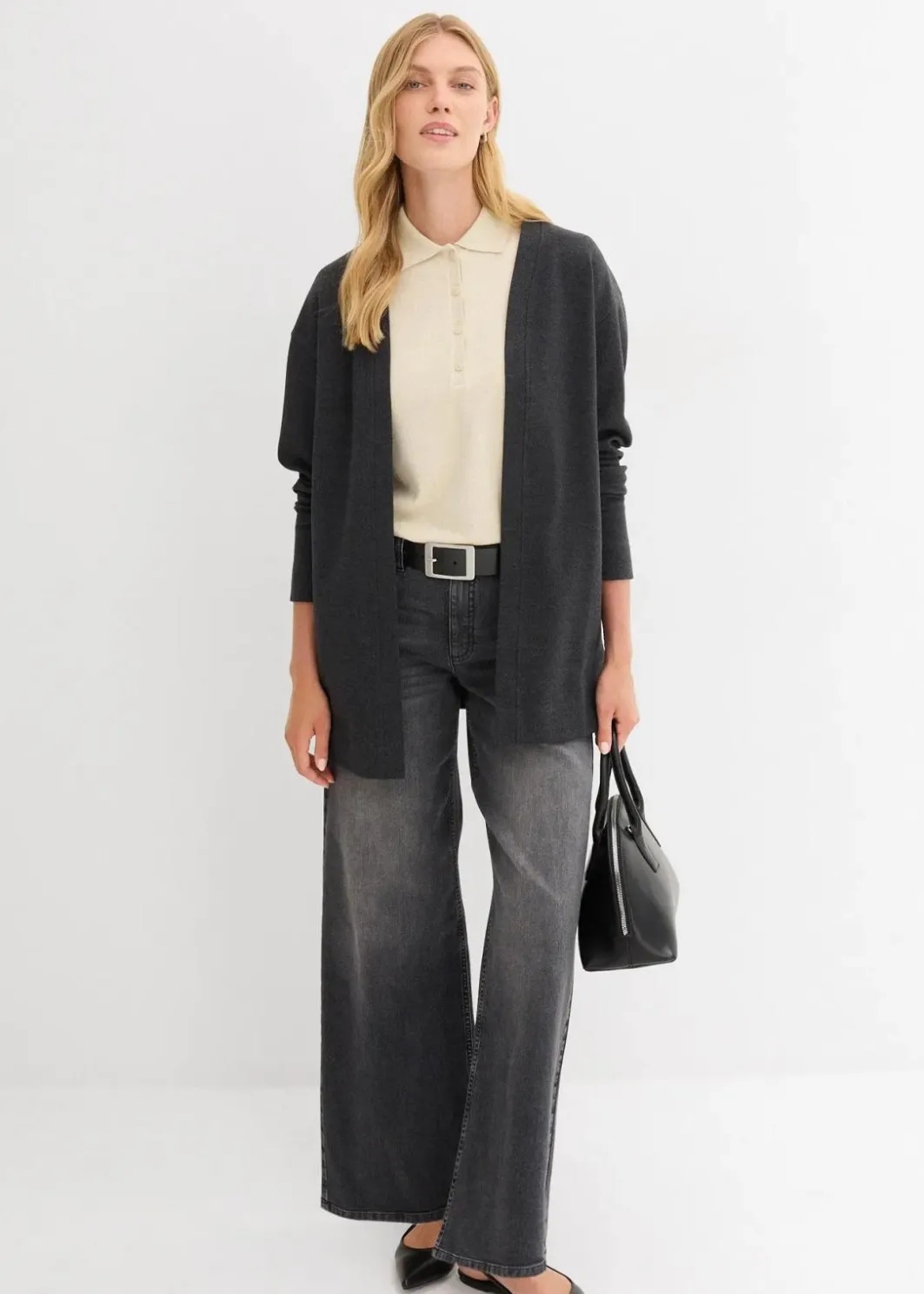 Damen bonprix Bekleidung·Blusen & Tuniken|Sweat|Long-Sweatjacke aus weichem Baumwoll-Mix