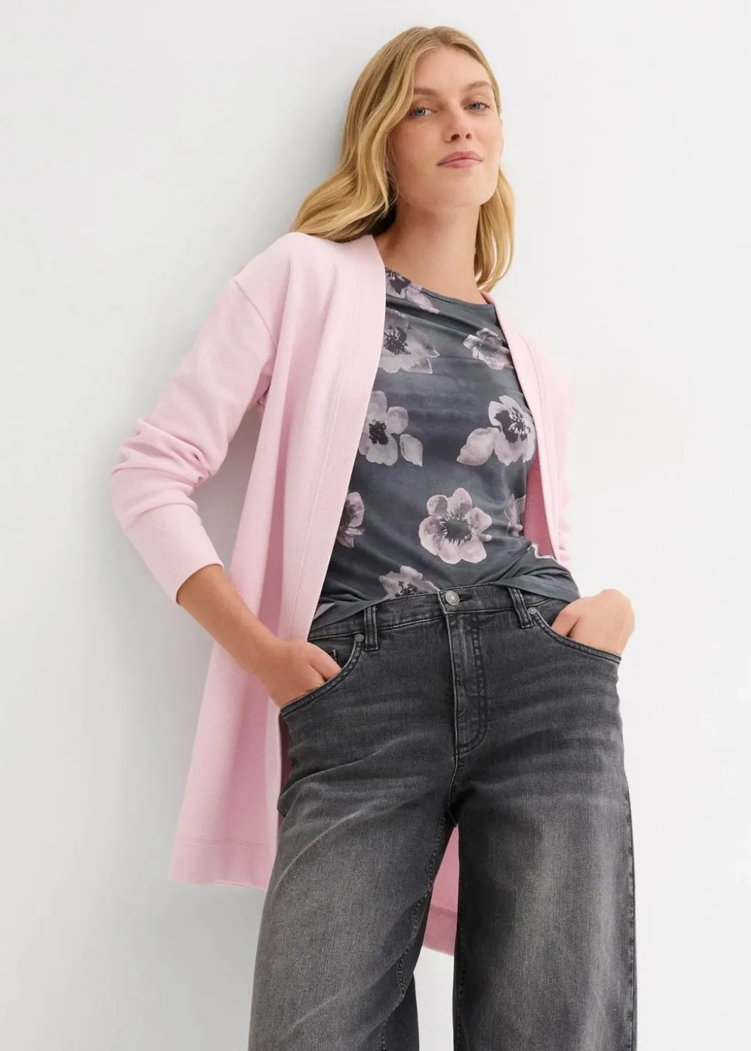 Outlet Long-Sweatjacke aus weichem Baumwoll-Mix Damen Sweat|Bekleidung·Blusen & Tuniken