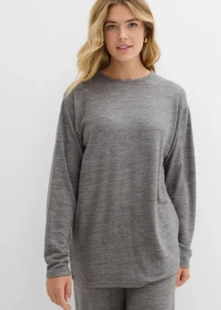 Damen bonprix Sweat|Zweiteiler & Sets|Long-Sweatshirt in Strickoptik