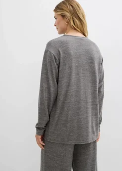 Damen bonprix Sweat|Zweiteiler & Sets|Long-Sweatshirt in Strickoptik