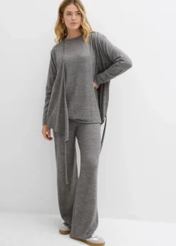 Damen bonprix Sweat|Zweiteiler & Sets|Long-Sweatshirt in Strickoptik