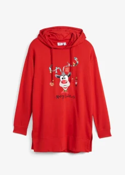 Long-Sweatshirt mit Seitenschlitz und Kapuze Damen Sweat|Bekleidung·Blusen & Tuniken