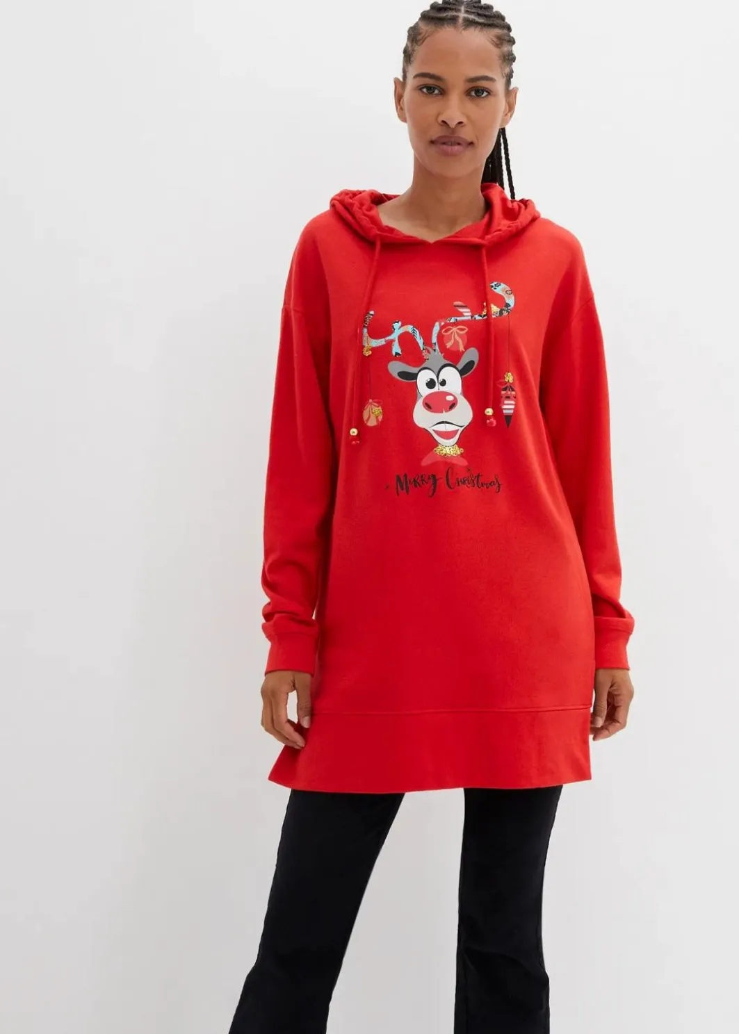 Long-Sweatshirt mit Seitenschlitz und Kapuze Damen Sweat|Bekleidung·Blusen & Tuniken