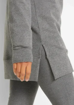 Damen bonprix Bekleidung·Blusen & Tuniken|Sweat|Long-Sweatshirt mit Seitenschlitz und Kapuze