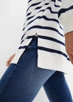 Damen bonprix Sweat|Bekleidung·Blusen & Tuniken|Longsweatshirt mit Troyer-Kragen